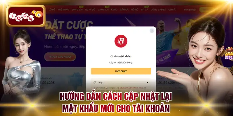 Hướng dẫn cách cập nhật lại mật khẩu mới cho tài khoản