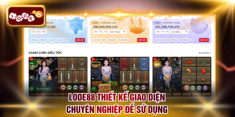 LODE88 thiết kế giao diện chuyên nghiệp dễ sử dụng